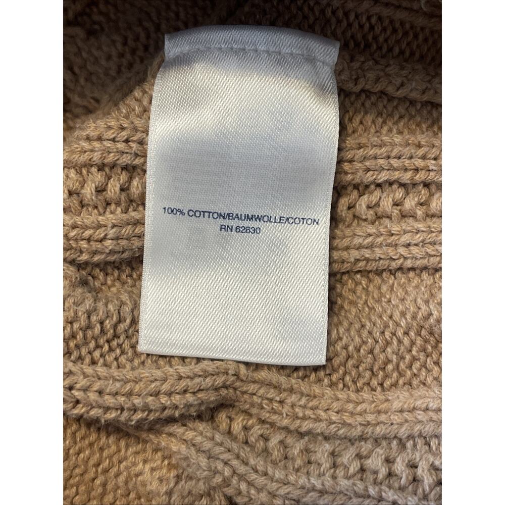 Lands End Drifter Tan Cable Knit Sweater Fisherman Cabin Natural Minimalist‎ - Picture 3 of 10